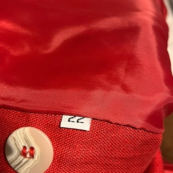 Internacional Scene Red Double Breasted Linen Shoulder Pads Blazer - Picture 6 of 6